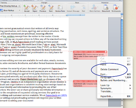 switch off markup in word 2010 for mac